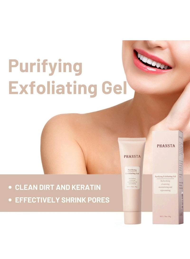 PHANSTA Purifying Exfoliating Gel Scrub (50g), Gentle Facial Exfoliator & Cleanser for All Skin Types – Deep Cleansing Exfoliating Face Scrub for Smooth, Refreshed Skin - Image 2