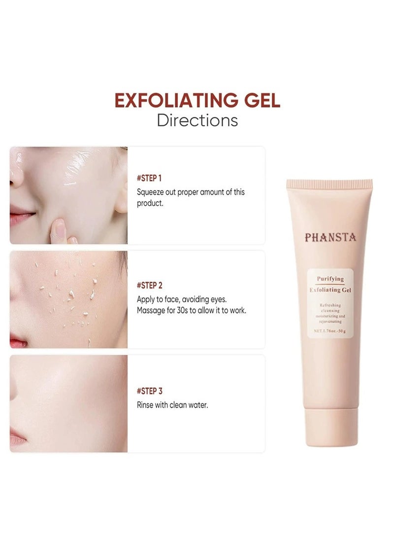 PHANSTA Purifying Exfoliating Gel Scrub (50g), Gentle Facial Exfoliator & Cleanser for All Skin Types – Deep Cleansing Exfoliating Face Scrub for Smooth, Refreshed Skin - Image 3