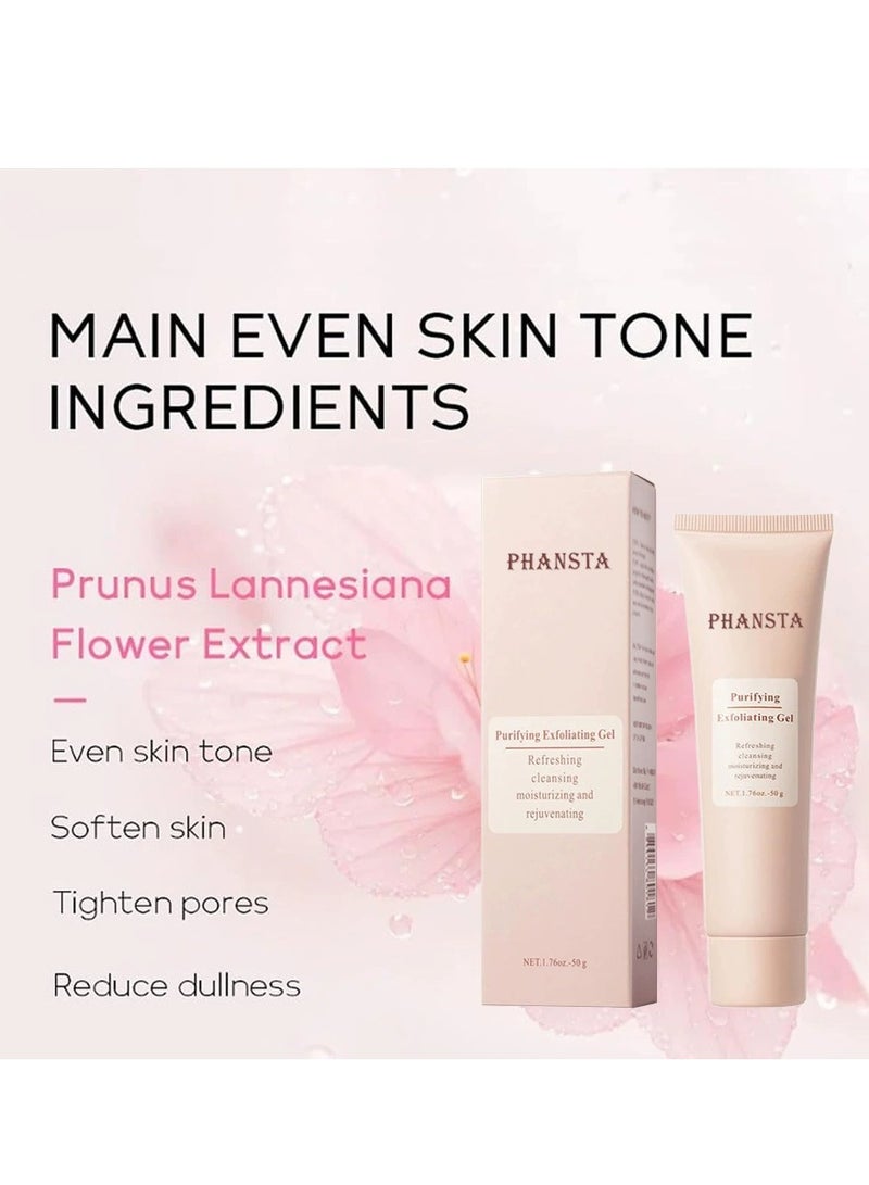 PHANSTA Purifying Exfoliating Gel Scrub (50g), Gentle Facial Exfoliator & Cleanser for All Skin Types – Deep Cleansing Exfoliating Face Scrub for Smooth, Refreshed Skin - Image 4