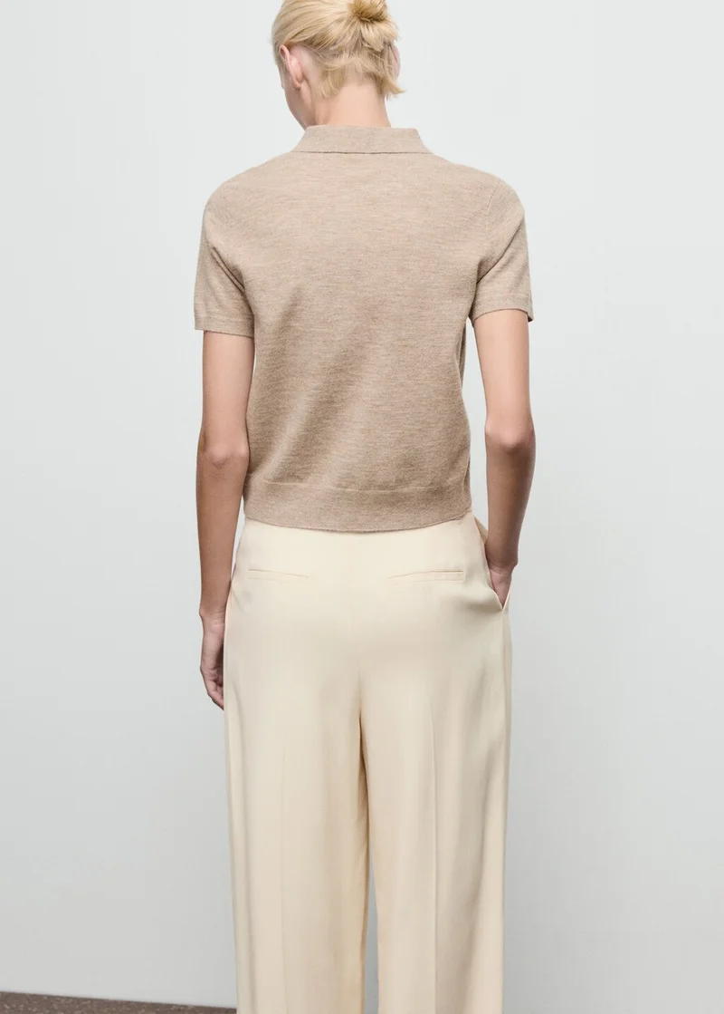 MANGO Diamond-print polo-neck sweater