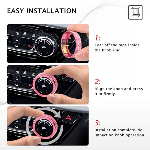 DvlynAuroa for Chevy Trax Accessories 2024-2025 2026, for Chevrolet Trailblazer Accessories 2020-2026, 4pcs Aluminum Alloy Knob Covers Trim Set - Push Start & Air Conditioning (Pink) - Image 4