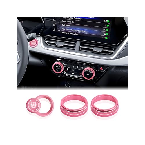 DvlynAuroa for Chevy Trax Accessories 2024-2025 2026, for Chevrolet Trailblazer Accessories 2020-2026, 4pcs Aluminum Alloy Knob Covers Trim Set - Push Start & Air Conditioning (Pink) - Image 1