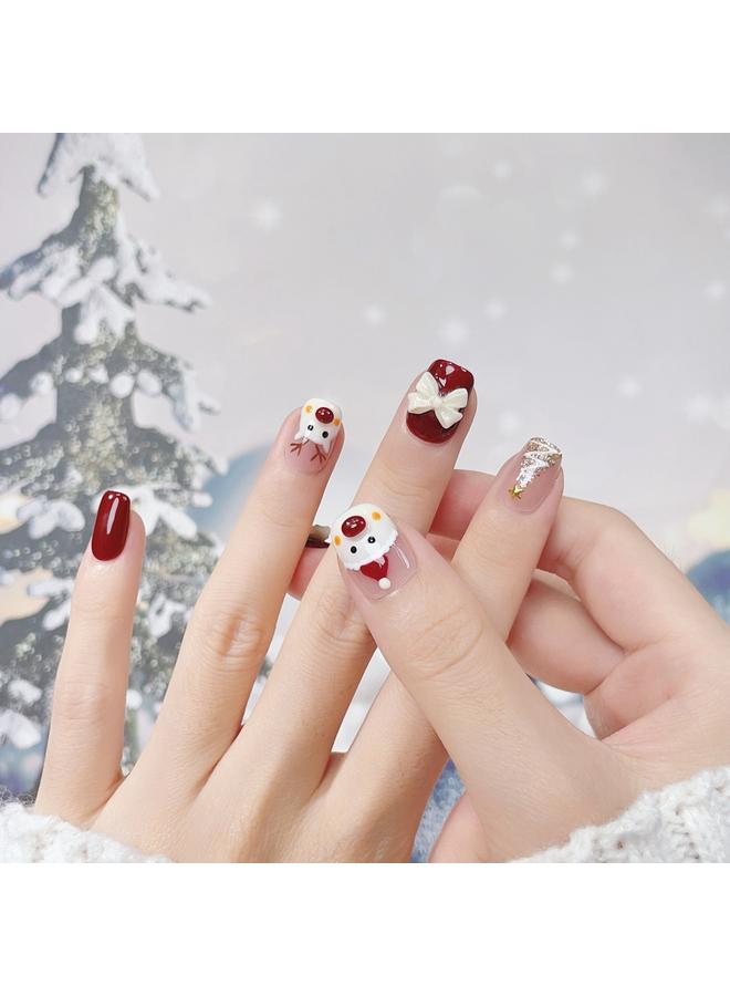 Bluejw Christmas New Year Handmade Wear A European And American Foreign Trade Cartoon Christmas Tree Old Man Elk False Nails Removable - Image 5