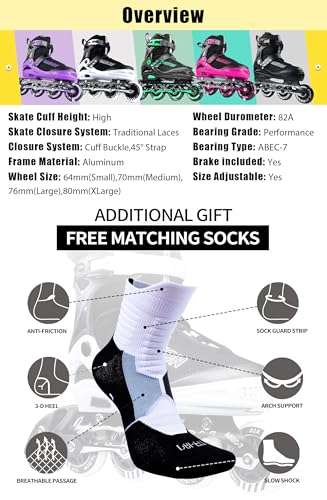 PAPAISON Adjustable Inline Skates for Kids and Adults with Full Light Up Wheels, Outdoor Roller Skates for Girls and Boys, Men and Women (Black, Large-Youth & Adult (5-8Women/4-7Kids Men)) - Image 5