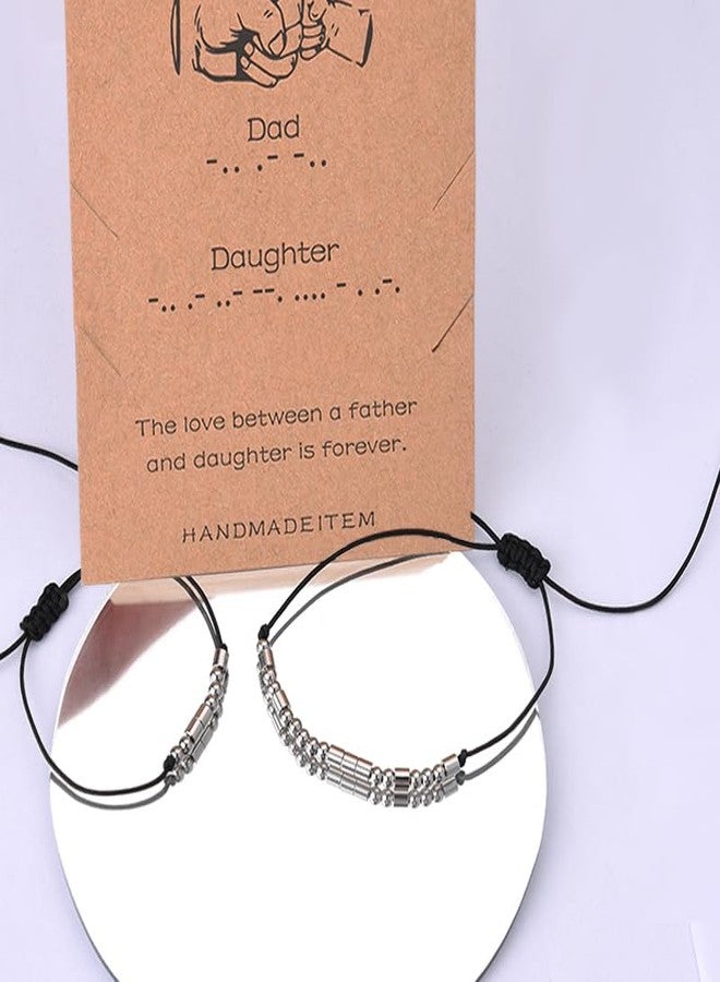 Borhmty Men Fathers Gifts for Father Daddy Dad Birthday Gift from Daughter Morse Code Bracelets Dad Daughter Matching Bracelet Gifts for New Dads Stepdad Christmas Retirement Gift for Father Daughters - Image 3
