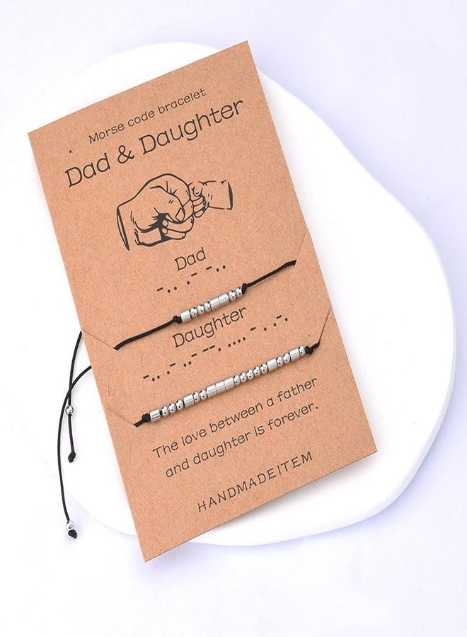 Borhmty Men Fathers Gifts for Father Daddy Dad Birthday Gift from Daughter Morse Code Bracelets Dad Daughter Matching Bracelet Gifts for New Dads Stepdad Christmas Retirement Gift for Father Daughters - Image 2