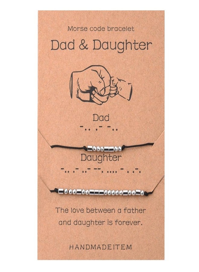 Borhmty Men Fathers Gifts for Father Daddy Dad Birthday Gift from Daughter Morse Code Bracelets Dad Daughter Matching Bracelet Gifts for New Dads Stepdad Christmas Retirement Gift for Father Daughters - Image 1