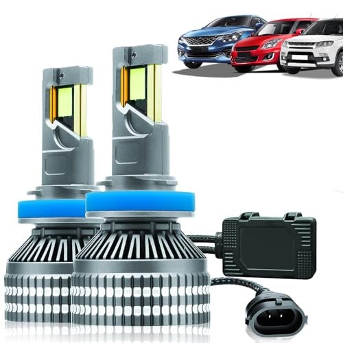 Carzex® Crystal Eye LED Fog Light Bulbs H8/H11/H16, 300W 20000LM 6500K Cool White Super Bright Car Fog Lights for Swift/Dzire/Baleno/Glanza/Brezza/Hyryder/Corolla/Tiago/Nexon RX21 SERIES - Image 1