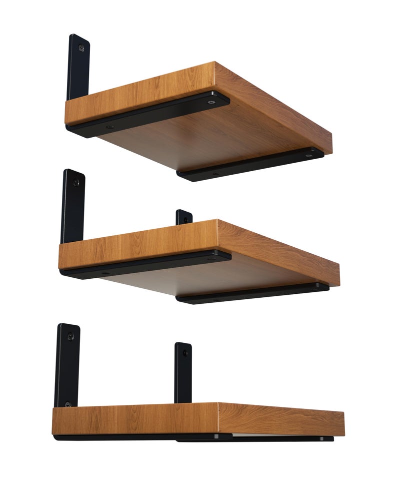 NEODROP 6-Pack 10 Inch Heavy Duty Shelf Brackets, Premium Floating L Bracket for Wall, Kitchen, Mantel Shelves Support | Quarter Inch (1/4") Thick | Black Powder Coated Steel - Image 1
