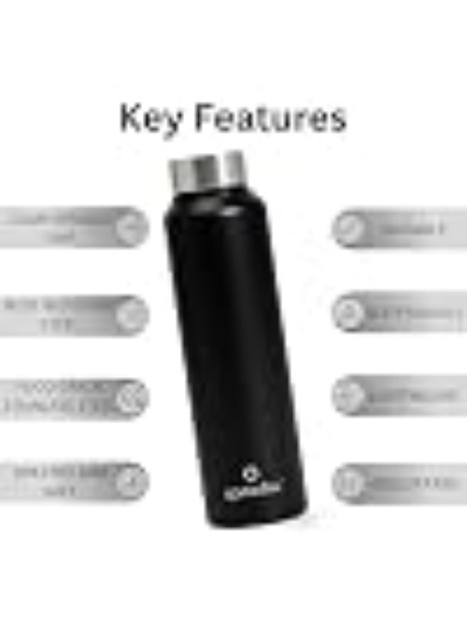 Speedex Stainless Steel Water Bottle 1 Ltr, Leak Proof Screw Cap, BIS Approved 1000 ml Metal Bottle For Daily, Office, School, Gym, Travel Use for Men, Women, Kids, Adults, Black, Set of 4 - Image 2
