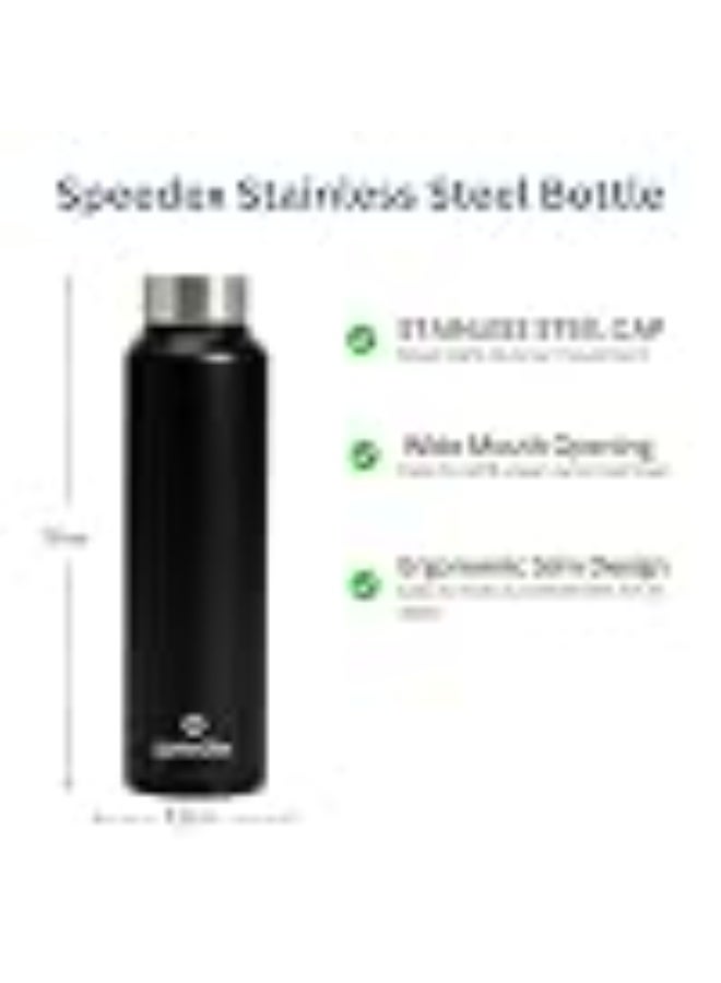 Speedex Stainless Steel Water Bottle 1 Ltr, Leak Proof Screw Cap, BIS Approved 1000 ml Metal Bottle For Daily, Office, School, Gym, Travel Use for Men, Women, Kids, Adults, Black, Set of 4 - Image 3