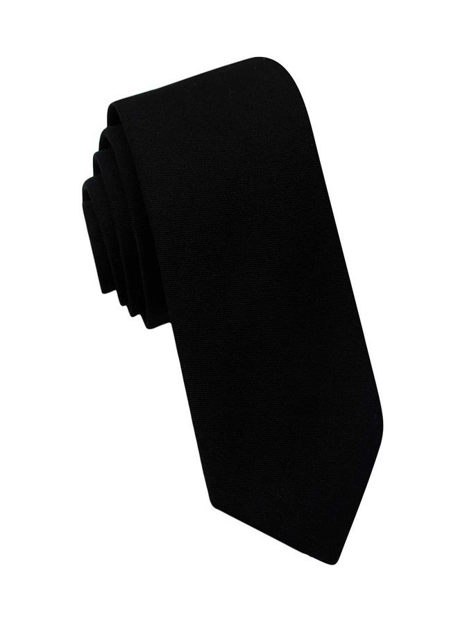 Kebocis Mens Solid Color Necktie Cotton Neck Tie for Men, Black, Regular-3.1" - Image 1