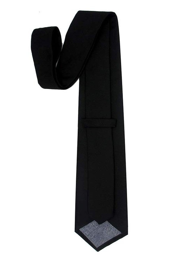 Kebocis Mens Solid Color Necktie Cotton Neck Tie for Men, Black, Regular-3.1" - Image 3