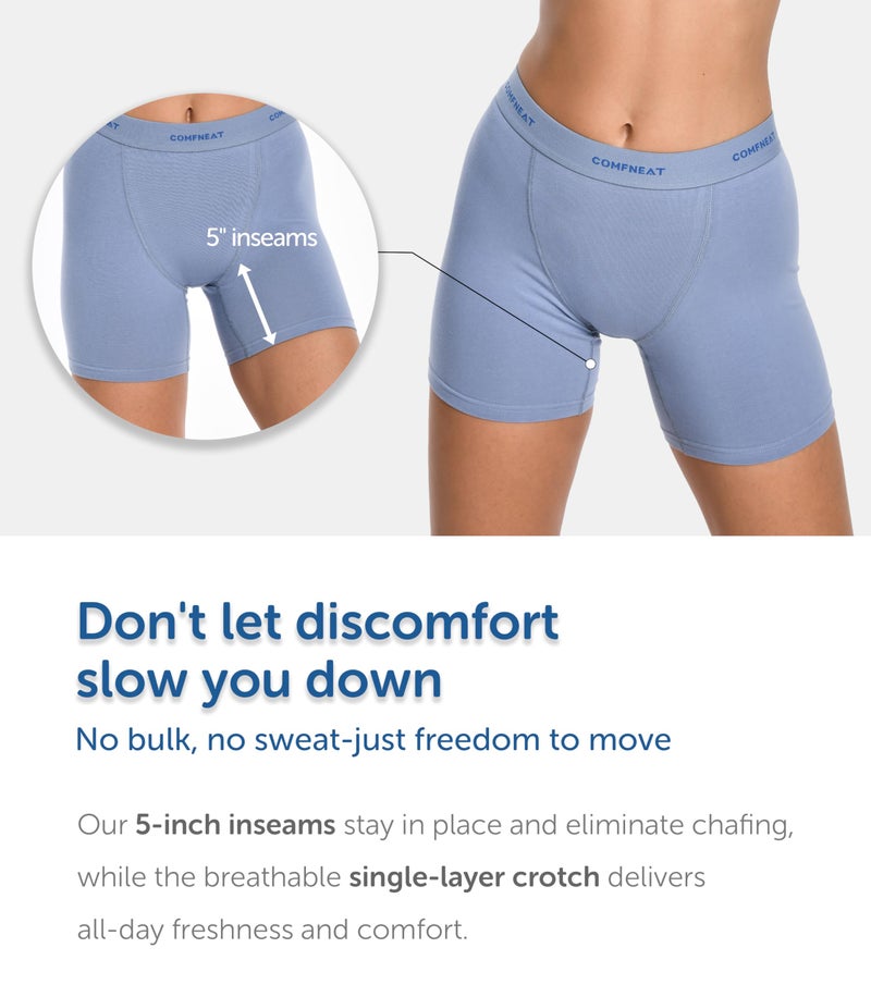 Comfneat Women's 4-Pack Boyshorts Cotton Spandex Boxer Briefs Stretchy Underwear (Blue+Rosa+Magenta+Sand 4-Pack, S) - Image 2