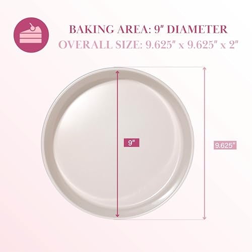Paris Hilton Nonstick Carbon Steel Bakeware Collection 9Inch Round Cake Pan Dishwasher Safe Made without PFOA and PFAS Pink Cream TwoTone - Image 3