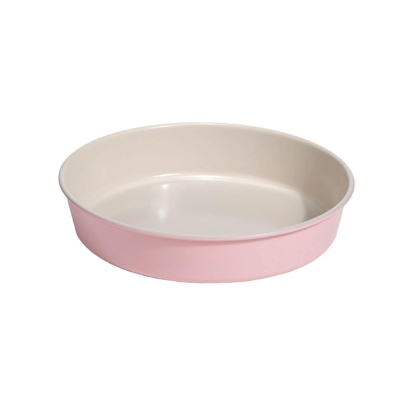 Paris Hilton Nonstick Carbon Steel Bakeware Collection 9Inch Round Cake Pan Dishwasher Safe Made without PFOA and PFAS Pink Cream TwoTone - Image 2