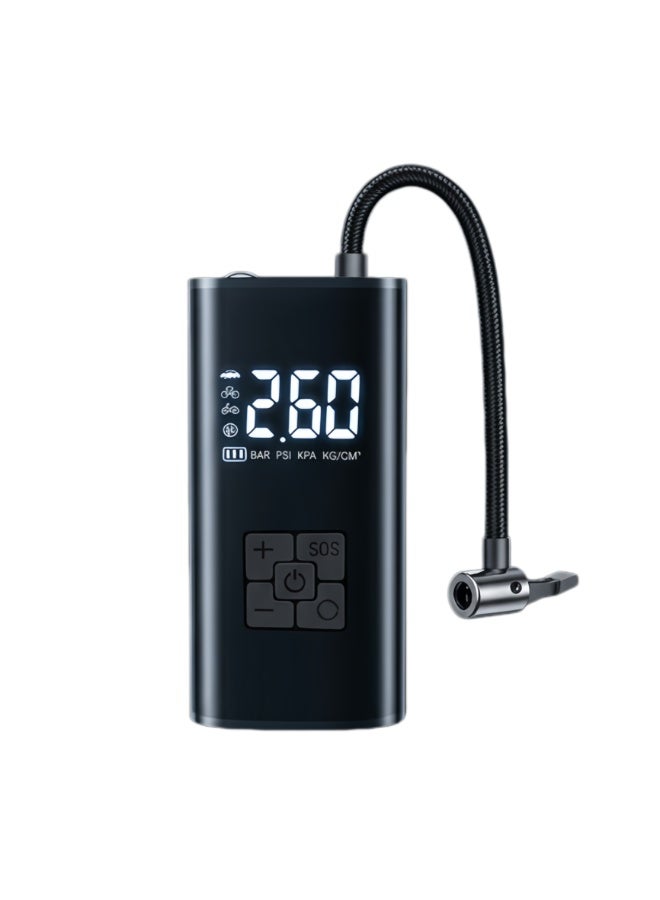 منفاخ هواء لاسلكي محمول للإطارات 150 PSI، مضخة رقمية بإيقاف تلقائي، شاشة LED، إضاءة SOS وباور بانك، للسيارة والدراجات والكرات - Image 2