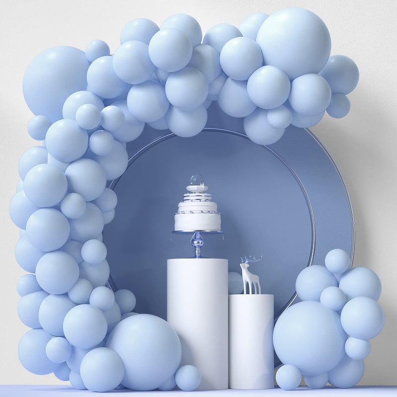 LYVEEF Blue Balloons Garland Arch Kit 84 pcs 5 12 18 inch Light Pastel Blue Happy Birthday Baby Shower Wedding Decorations - Image 2