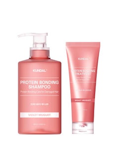KUNDAL Protein Bonding Damage Care [Shampoo 16.9Fl Oz + Conditioner 8.45Fl Oz]_Violet Muguet  - Image 1
