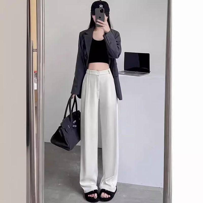 Suit Pants, High-End And Drapey, Women'S Salt Style New Slim Casual Straight High-Waisted Narrow Wide-Leg Pants - Image 4