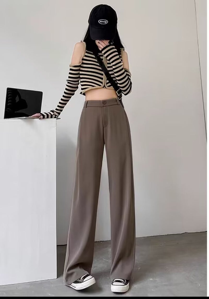 Suit Pants, High-End And Drapey, Women'S Salt Style New Slim Casual Straight High-Waisted Narrow Wide-Leg Pants - Image 1