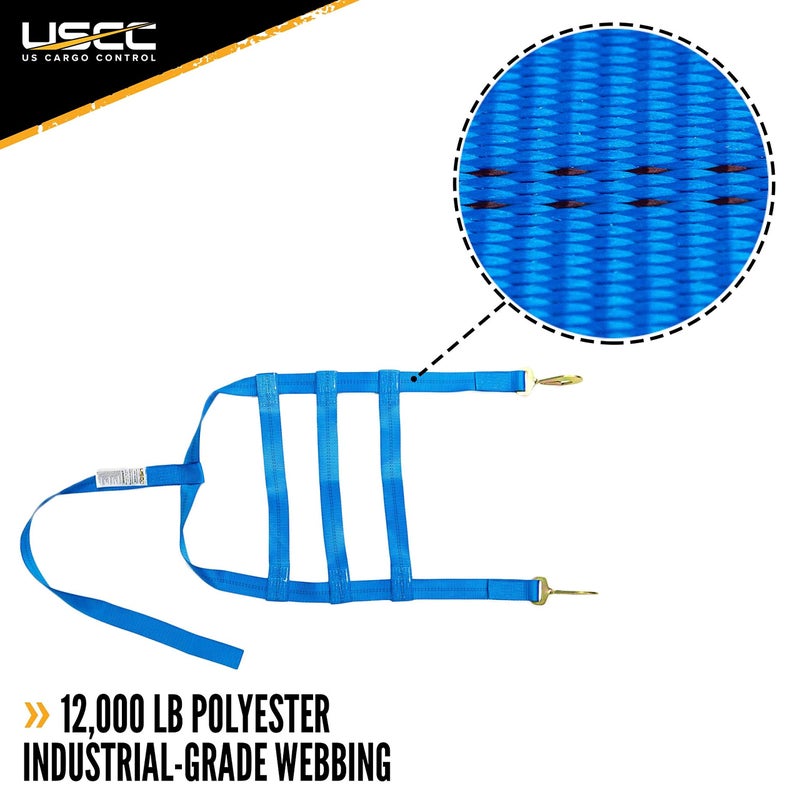 US Cargo Control Large Tow Dolly Basket Straps with Snap Hooks (2-Pack), for Wheel Tire Sizes 17 Inches or Larger, 3,333 Pound Working Load Limit - Image 2