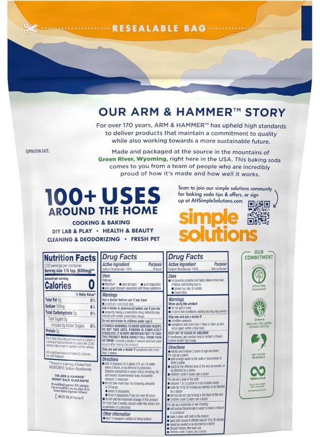 Arm & Hammer Baking Soda (2.7lbs), Ideal for Baking, Made in USA, Pure & Natural - Image 2