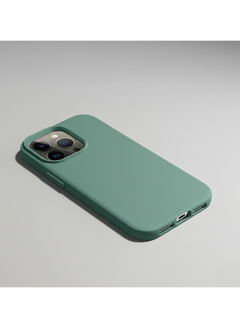 أكسسور  جراب سيليكون أخضر لهاتف iPhone 13 Pro (6.1 بوصة) - غطاء واقٍ ناعم الملمس مقاوم للصدمات، جراب هاتف متين مضاد للخدش لهاتف Apple iPhone - Image 3