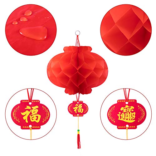 Favide 20 Pieces 10 Inch Chinese Red Paper Lanterns Festival Decorations for New Year, Spring Festival, Wedding and Restaurant - Image 5