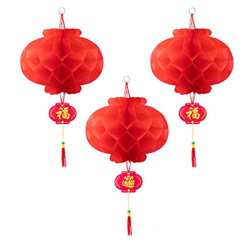 Favide 20 Pieces 10 Inch Chinese Red Paper Lanterns Festival Decorations for New Year, Spring Festival, Wedding and Restaurant - Image 3