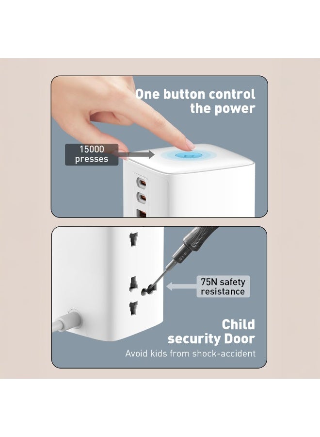 MYCANDY PS-D100 Power Socket – 70W | Fast Charging | Multi-Port Extension | Type-C & USB-A Output | White - Image 3