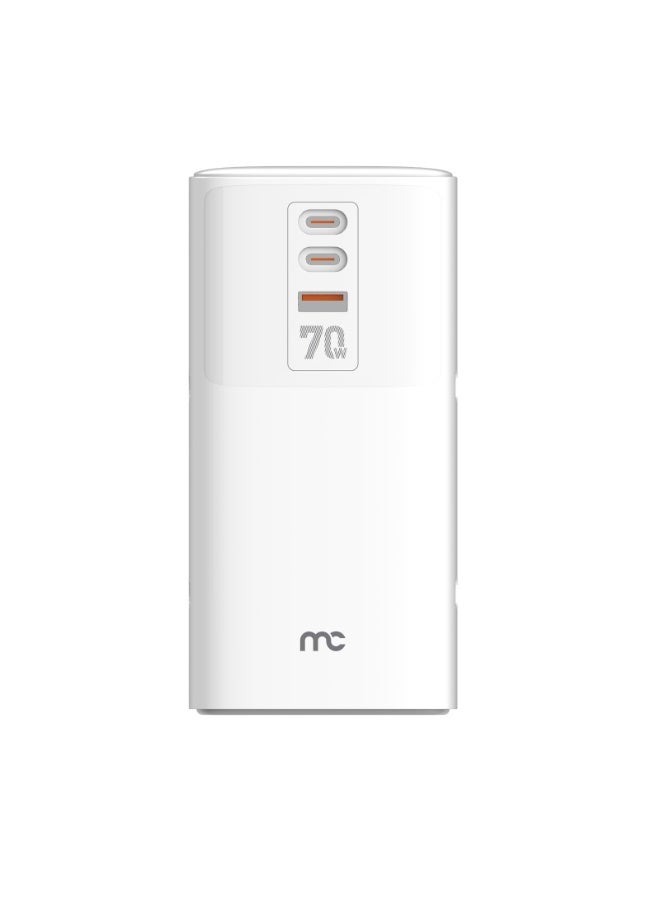 MYCANDY PS-D100 Power Socket – 70W | Fast Charging | Multi-Port Extension | Type-C & USB-A Output | White - Image 2