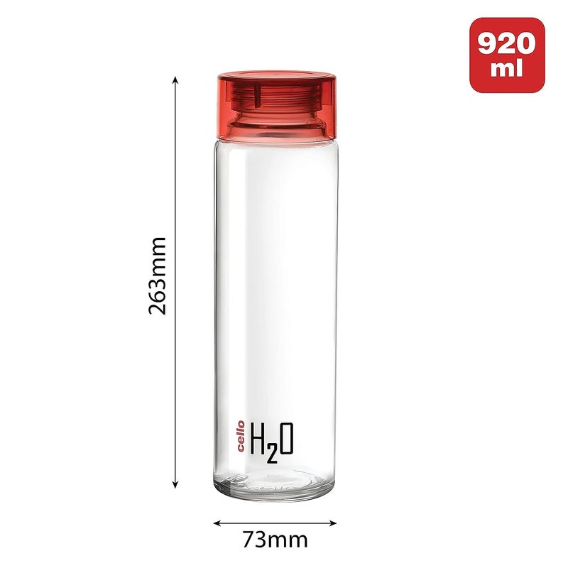 LVOOK Glass Fridge Water Bottle with Plastic Cap Leak proof breakproof Wide mouth Easy to Clean Best Usage for OfficeSchoolCollege Gym Tracking 920ml Red Pack of 6 - Image 3
