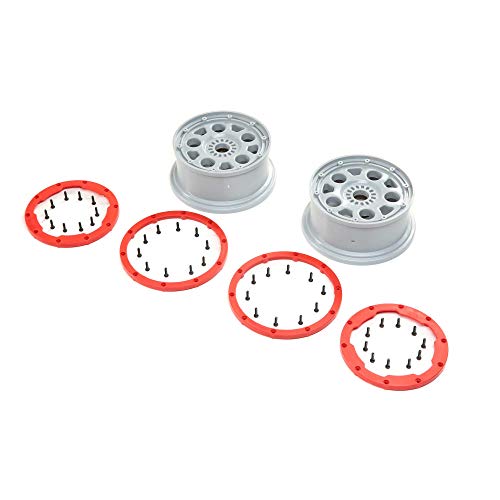Losi Wheels Silver Red Bead Lock 2 DBXL-E 2.0 LOS45033 RC Tire - Image 5