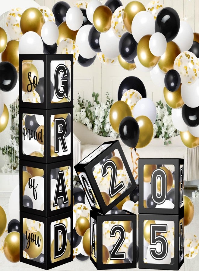 Labrostar Graduation Decorations 2025 Graduation Party Decorations Set of 4 Boxes with 144pcs Balloons Arch Garland Kit Party Supplies for Any Grades Black - Image 1