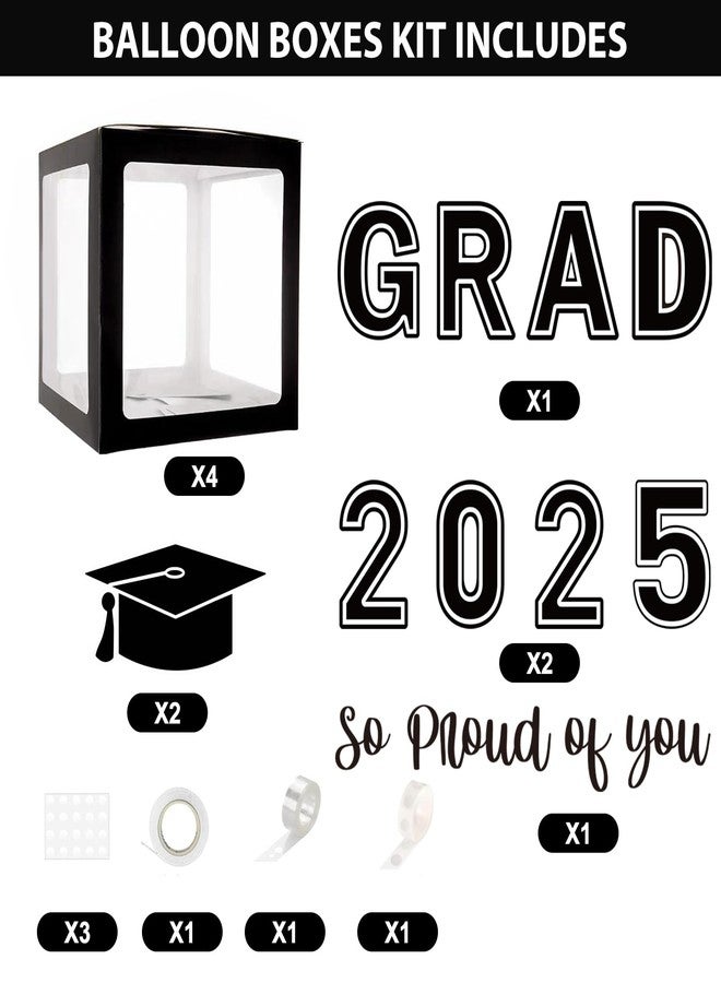 Labrostar Graduation Decorations 2025 Graduation Party Decorations Set of 4 Boxes with 144pcs Balloons Arch Garland Kit Party Supplies for Any Grades Black - Image 3