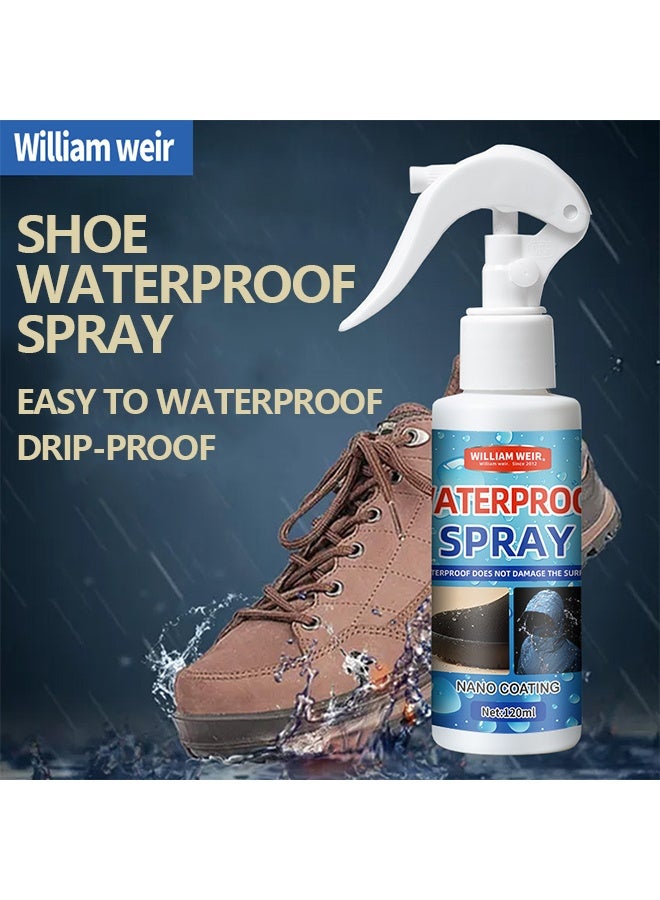 ويليام وير رذاذ مقاوم للماء، رذاذ حماية للأقمشة المزخرفة بالشمواه - رذاذ طاردة للماء بتقنية النانو للأحذية والقبعات والخيام والمظلات، طارد للبقع والسوائل، مقاوم للأوساخ والماء، حماية من بقع المطر (120 مل) - Image 2
