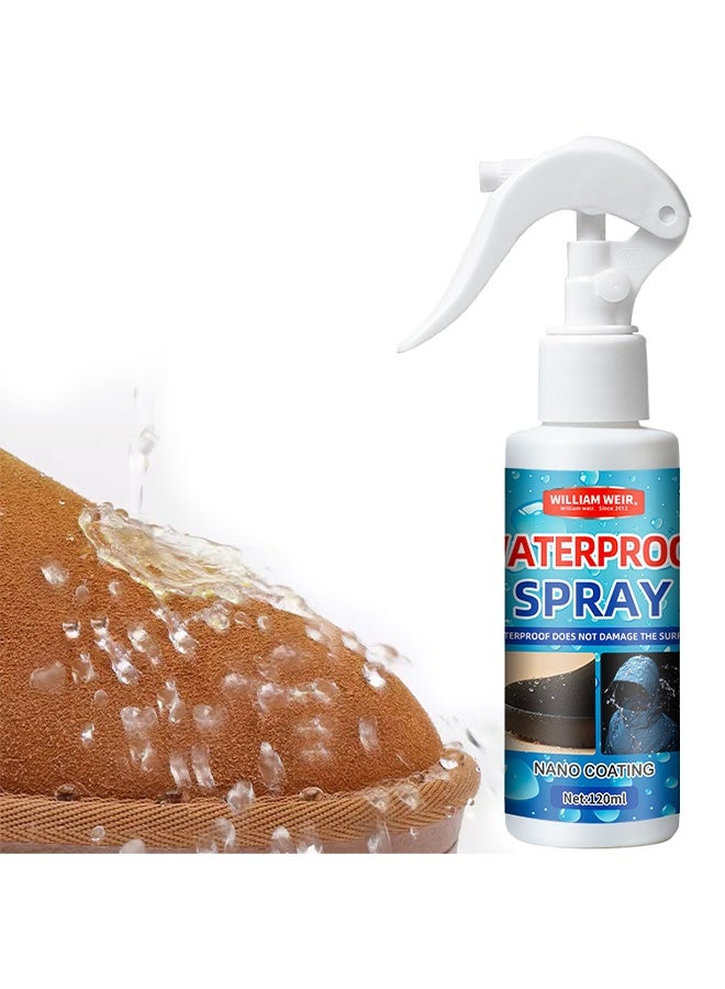ويليام وير رذاذ مقاوم للماء، رذاذ حماية للأقمشة المزخرفة بالشمواه - رذاذ طاردة للماء بتقنية النانو للأحذية والقبعات والخيام والمظلات، طارد للبقع والسوائل، مقاوم للأوساخ والماء، حماية من بقع المطر (120 مل) - Image 1
