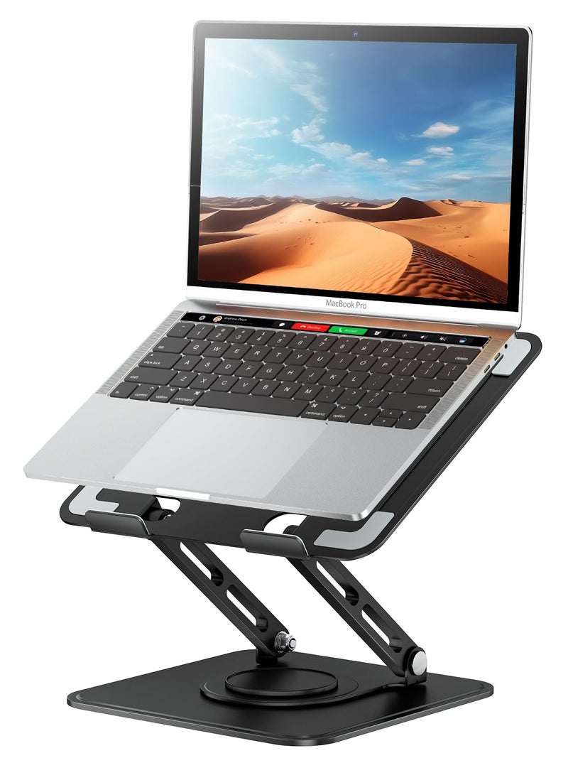 tounee Laptop Stand for Desk, Adjustable Computer Stand Holder with 360Â° Rotating Base, Ergonomic Laptop Riser Compatible with MacBook Pro Air, All Laptops 10-16"-Black - Image 1