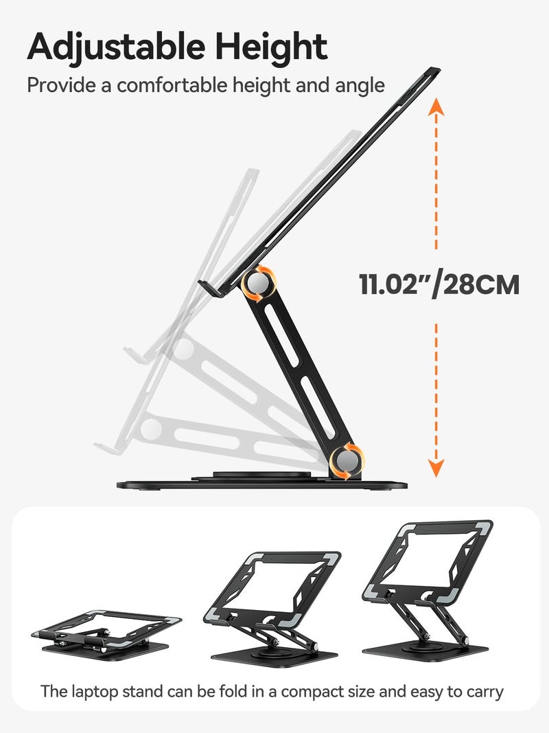 tounee Laptop Stand for Desk, Adjustable Computer Stand Holder with 360Â° Rotating Base, Ergonomic Laptop Riser Compatible with MacBook Pro Air, All Laptops 10-16"-Black - Image 4