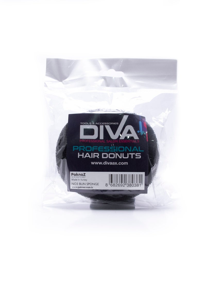 Diva Hair Bun Sponge - Black, Premium Styling Tool for Easy Chic Buns & Updos