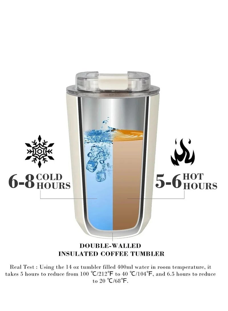 سميج 320ML Beverage Cup Travel Portable Car Drinking Cup Stainless Steel Vacuum Leak proof 320ML Coffee Thermos（Pink） - Image 2