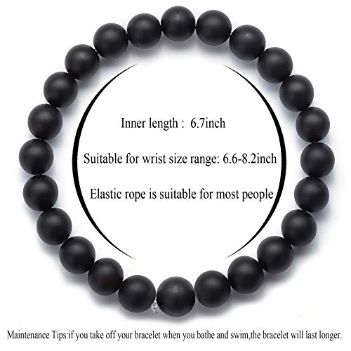 Hamoery Men Women 8mm Natural Stone Lava Rock Diffuser Bracelet Elastic Yoga Agate Beads Bracelet Bangle - Image 4
