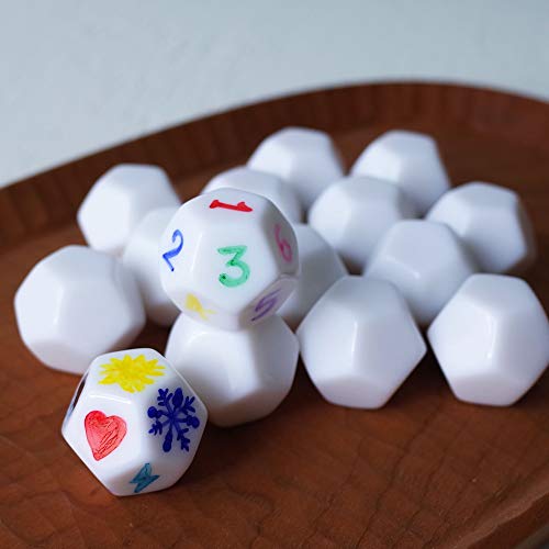 FOIBURELY 15 pcs D12 White Blank dice 25 mm for Board Games Teaching and DIY - Image 5