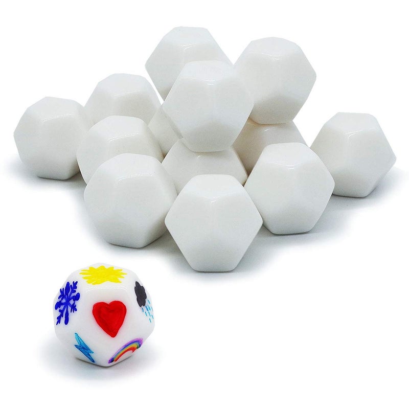 FOIBURELY 15 pcs D12 White Blank dice 25 mm for Board Games Teaching and DIY - Image 3