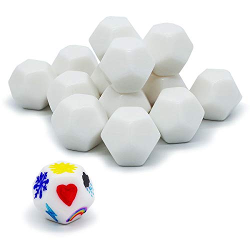 FOIBURELY 15 pcs D12 White Blank dice 25 mm for Board Games Teaching and DIY - Image 1
