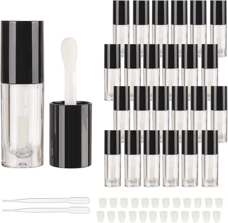 COSIDEA 14pcs Empty 6ml big doe foot wand lip gloss tubes for DIY lip gloss, black round lipgloss containers tubes with thick wand - Image 1