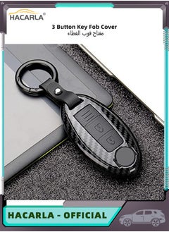 Carbon Fiber Key Fob Cover Remote Key Fob Case for Nissan and Infiniti Key Holder Keychain Black 3 Button