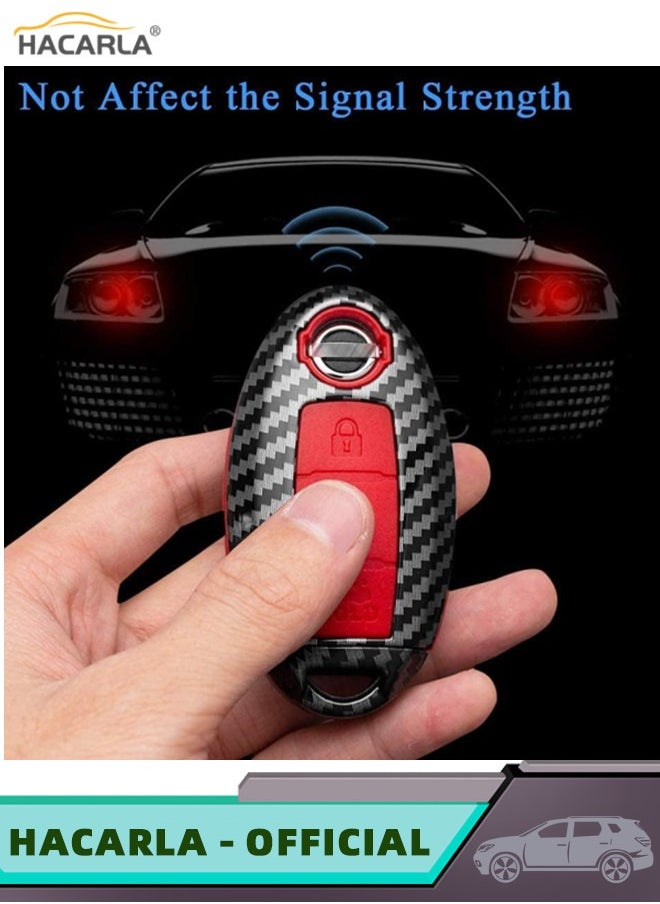 HACARLA - Carbon Fiber Key Fob Cover Remote Key Fob Case for Nissan and Infiniti Key Holder Keychain Black 3 Button - Image 1