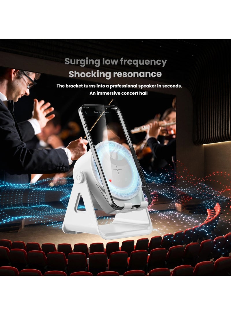 General Multi-function wireless induction audio rotary phone holder RGB color light Bluetooth speaker USB  - Image 2
